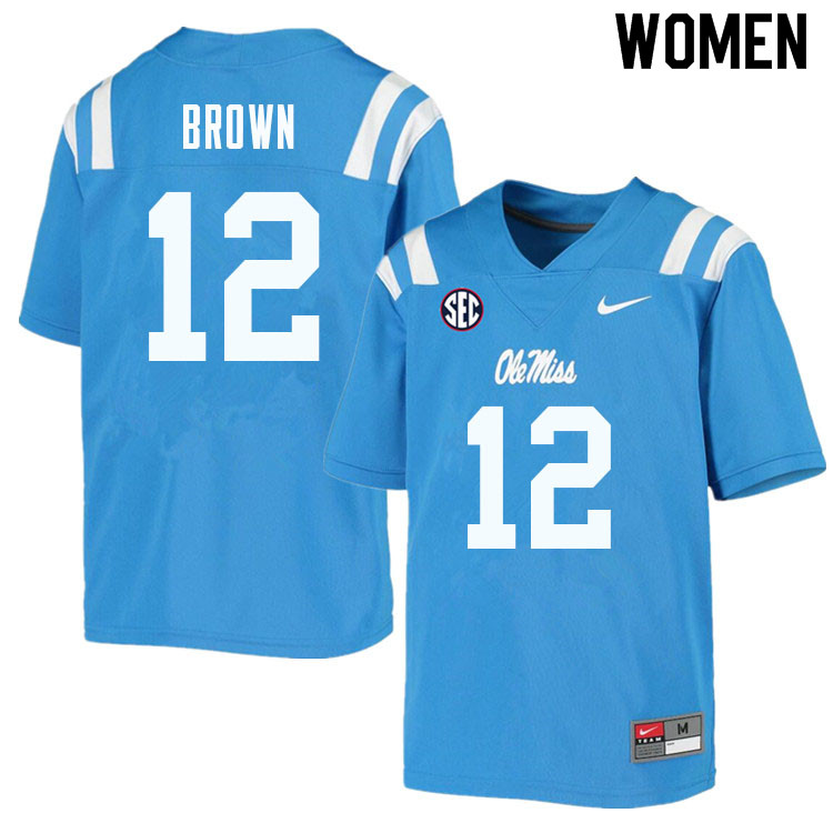 Women #12 Jakivuan Brown Ole Miss Rebels College Football Jerseys Sale-Powder Blue